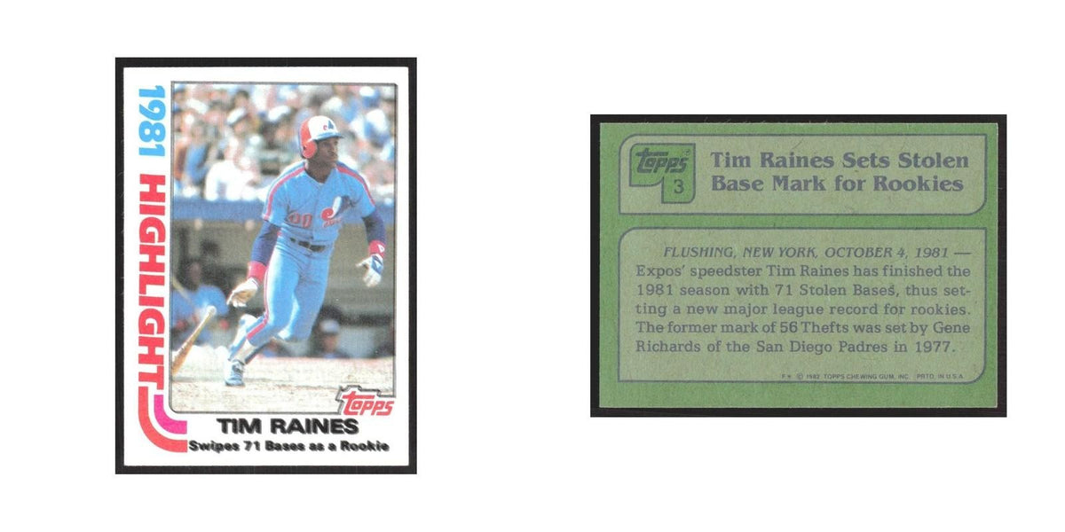 1982 Topps Tim Raines Montreal Expos #3