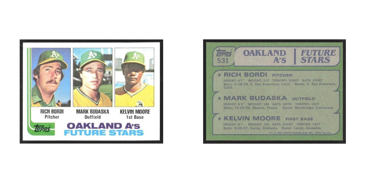 1982 Topps Rich Bordi/Mark Budaska/Kelvin Moore Athletics #531
