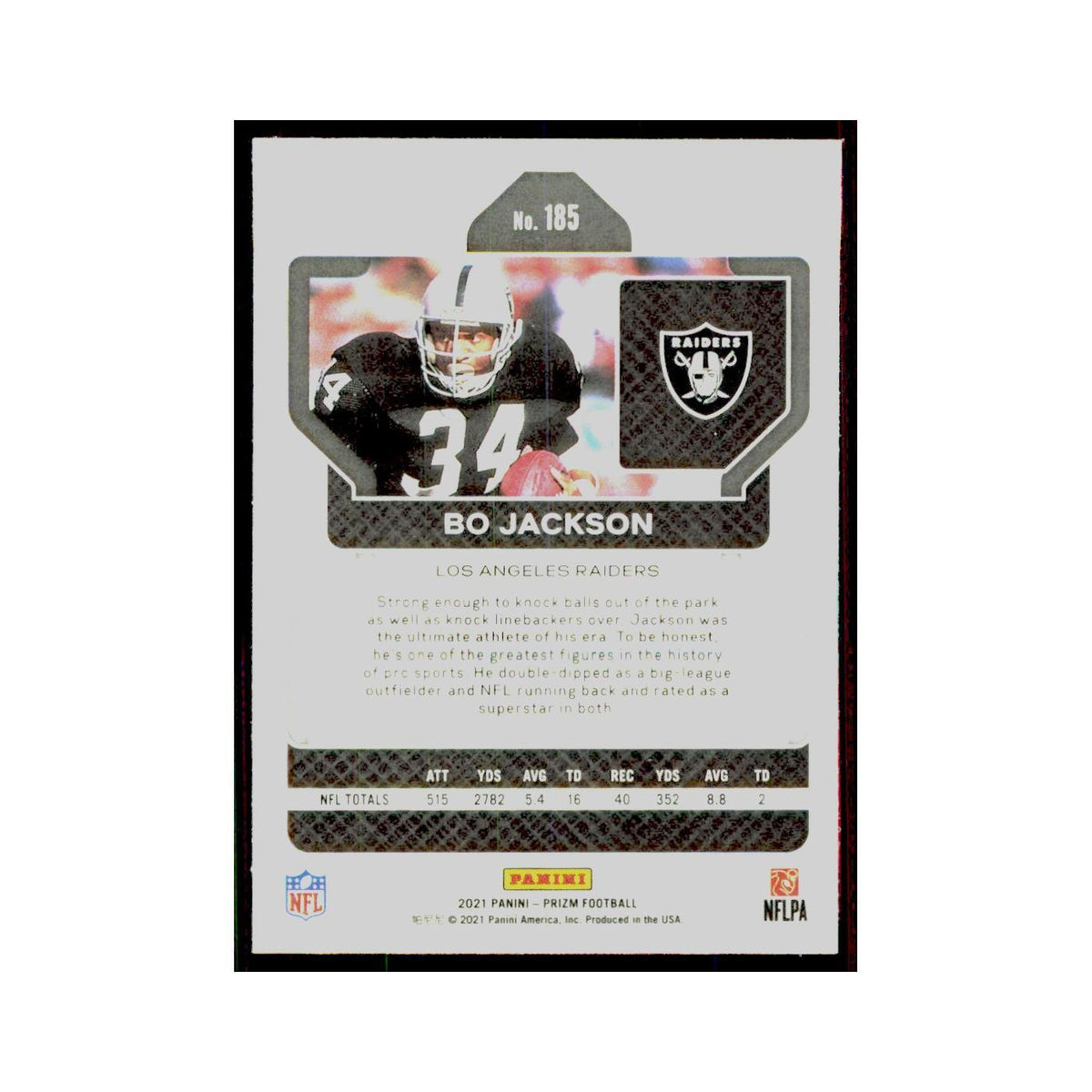 2021 Panini Prizm Bo Jackson Los Angeles Raiders #185