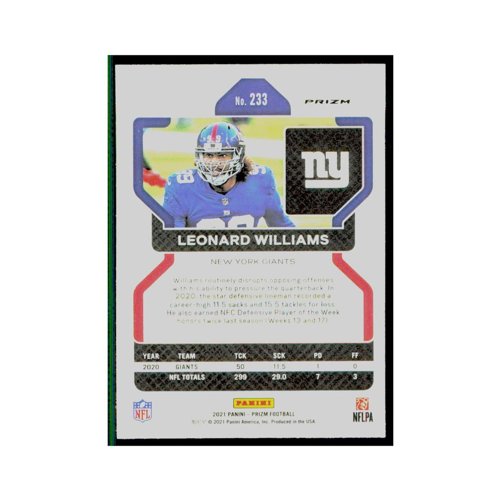 2021 Panini Prizm Silver Leonard Williams RC Giants #233
