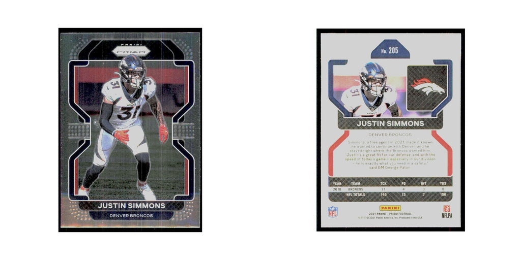 2021 Panini Prizm Justin Simmons Broncos #205