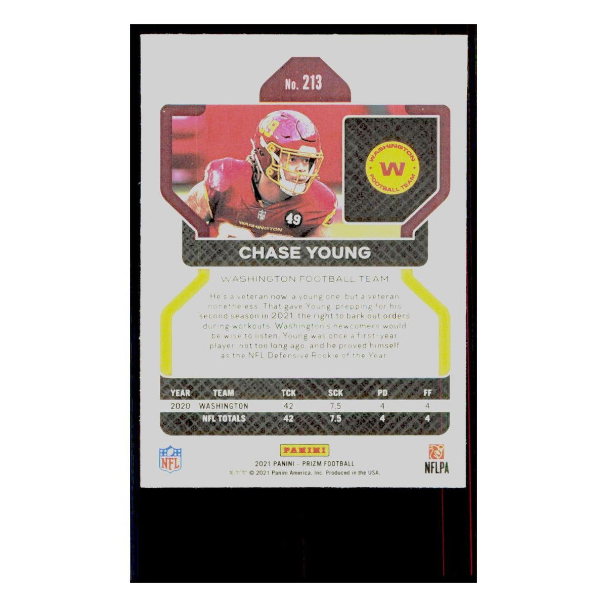 2021 Panini Prizm Chase Young Washington Football Team #213
