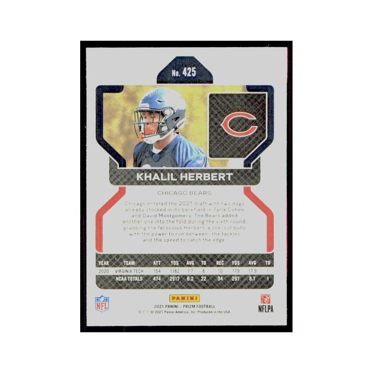 2021 Panini Prizm Khalil Herbert RC Bears #425