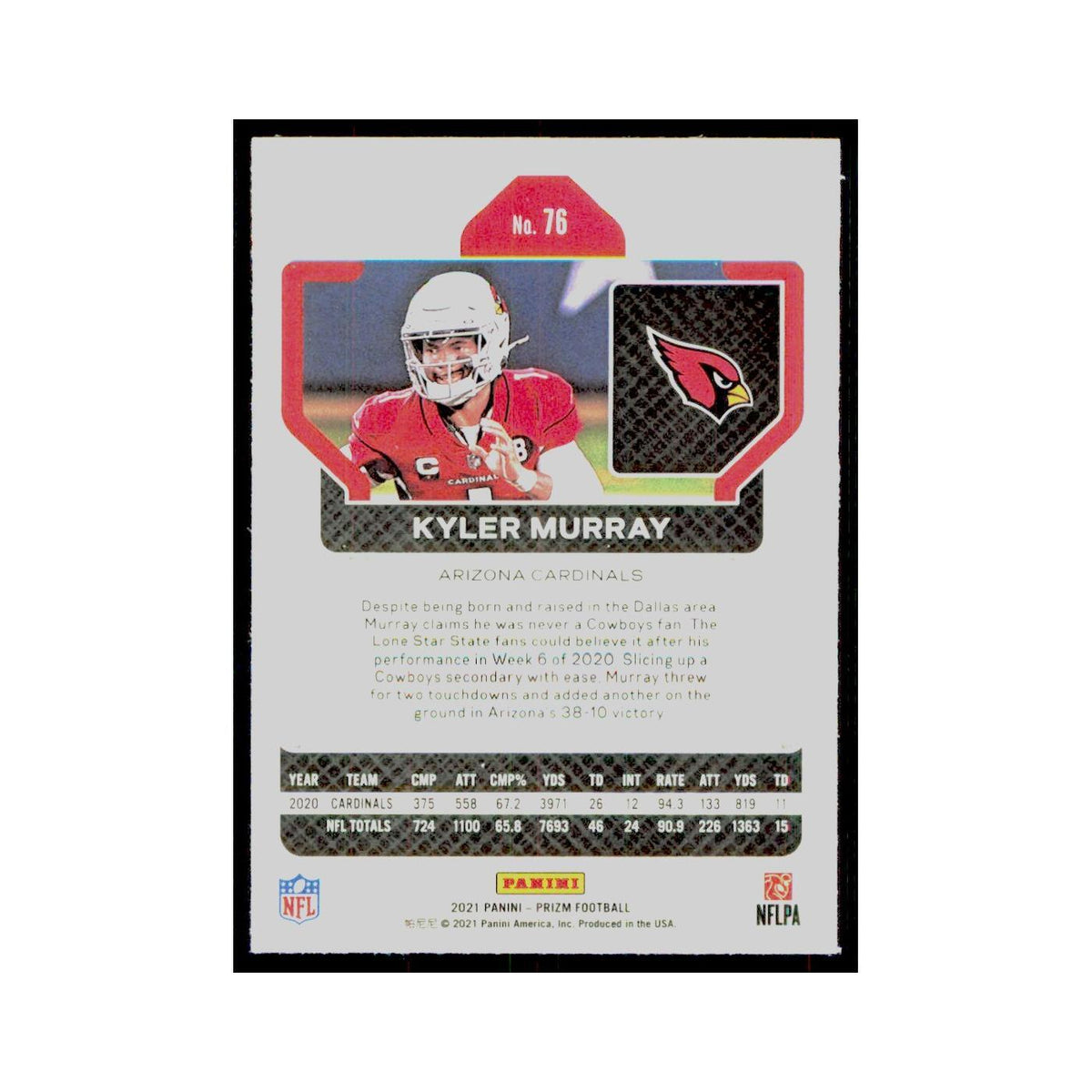 2021 Panini Prizm Kyler Murray Cardinals #76