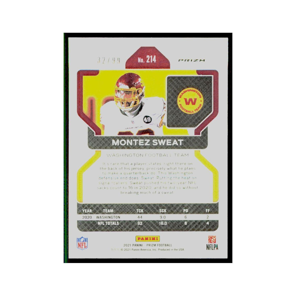 2021 Panini Prizm Cracked Montez Sweat 32/99 Washington Football Team #214