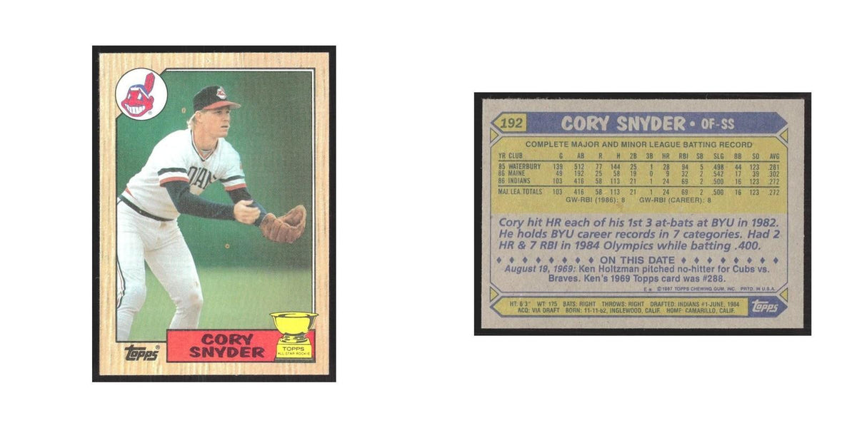 1987 Topps Cory Snyder Indians #192