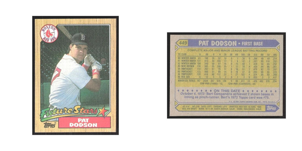 1987 Topps Pat Dodson Red Sox #449