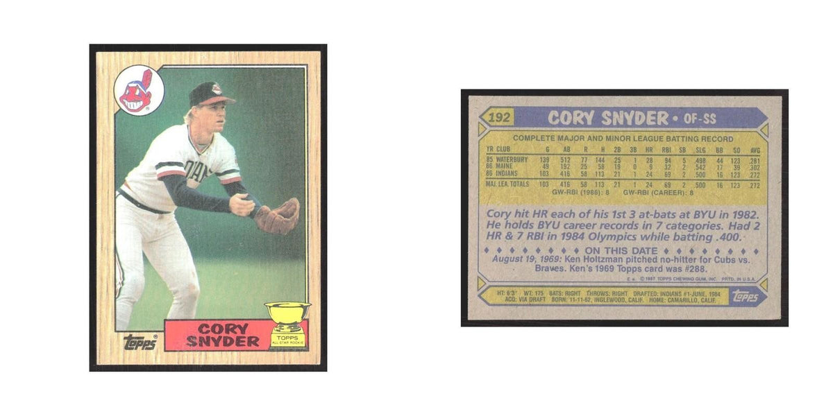 1987 Topps Cory Snyder Indians #192