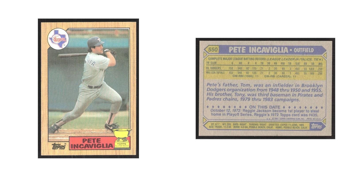 1987 Topps Pete Incaviglia Rangers #550