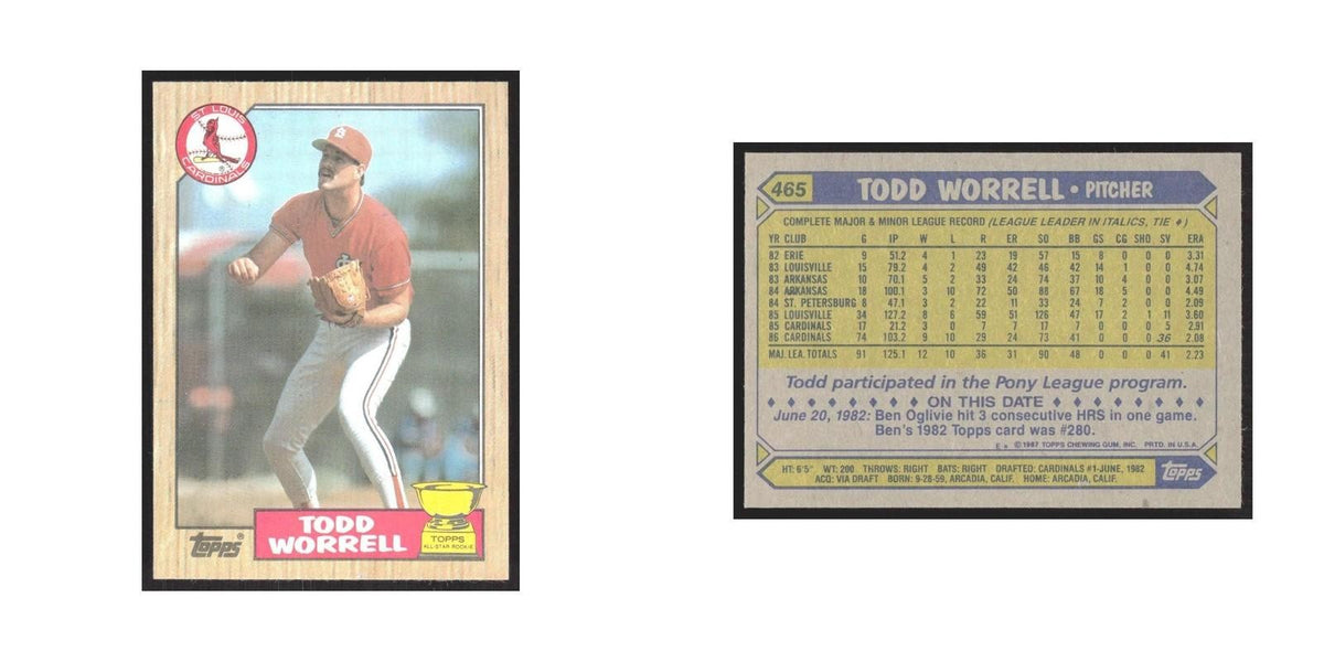 1987 Topps Todd Worrell Cardinals #465