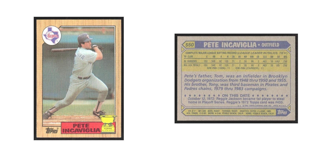 1987 Topps Pete Incaviglia Rangers #550