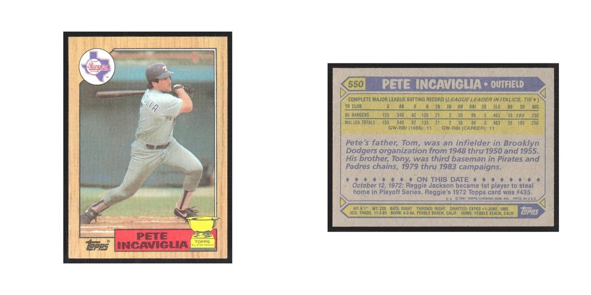 1987 Topps Pete Incaviglia Rangers #550