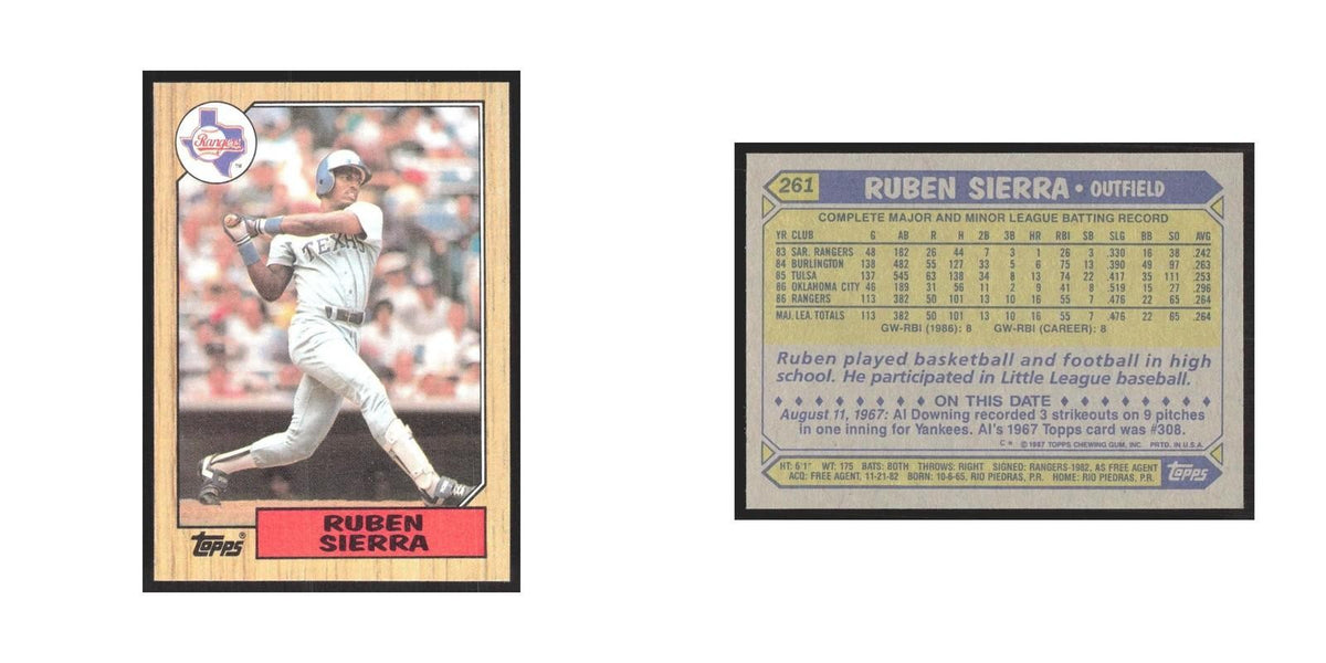 1987 Topps Ruben Sierra Rangers #261