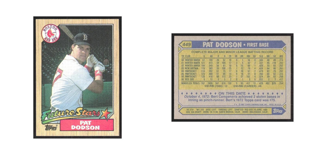 1987 Topps Pat Dodson Red Sox #449