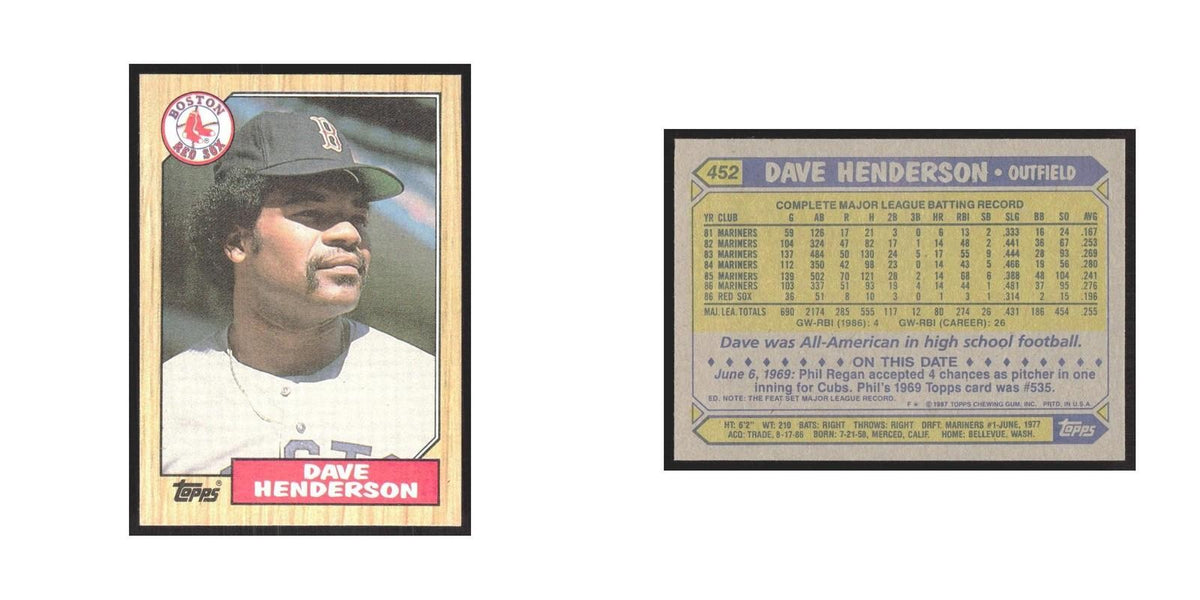1987 Topps Dave Henderson Red Sox #452