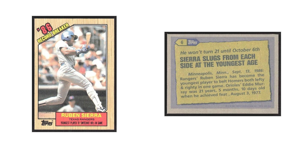 1987 Topps Ruben Sierra Rangers #6