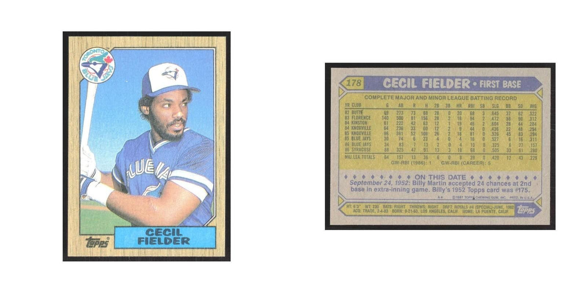 1987 Topps Cecil Fielder Blue Jays #178