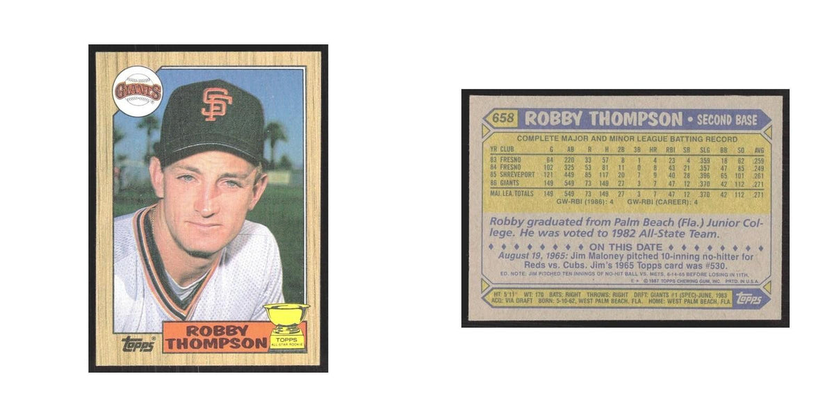 1987 Topps Robby Thompson Giants #658