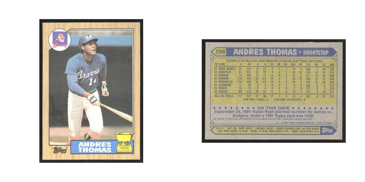 1987 Topps Andres Thomas Braves #296