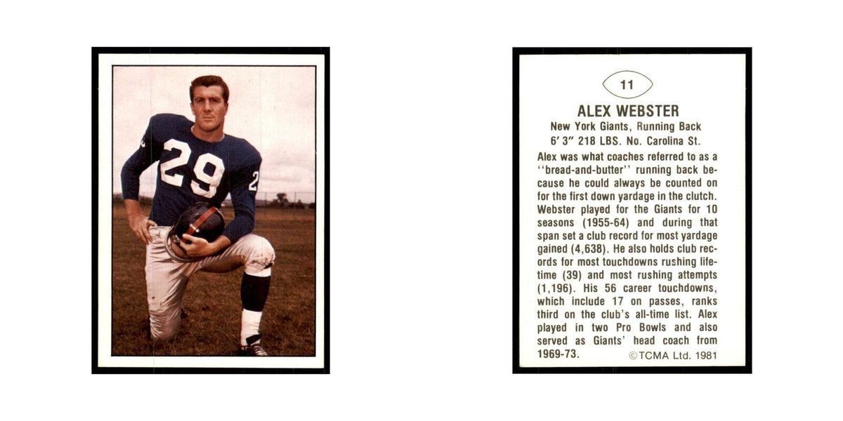 1981 TCMA Greats Alex Webster Giants #11