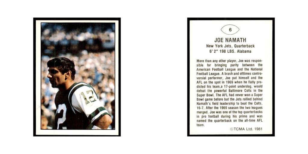 1981 TCMA Greats Joe Namath Jets #6
