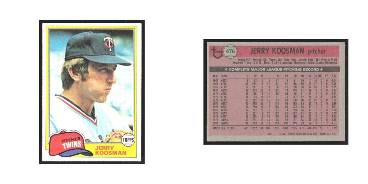 1981 Topps Jerry Koosman Twins #476