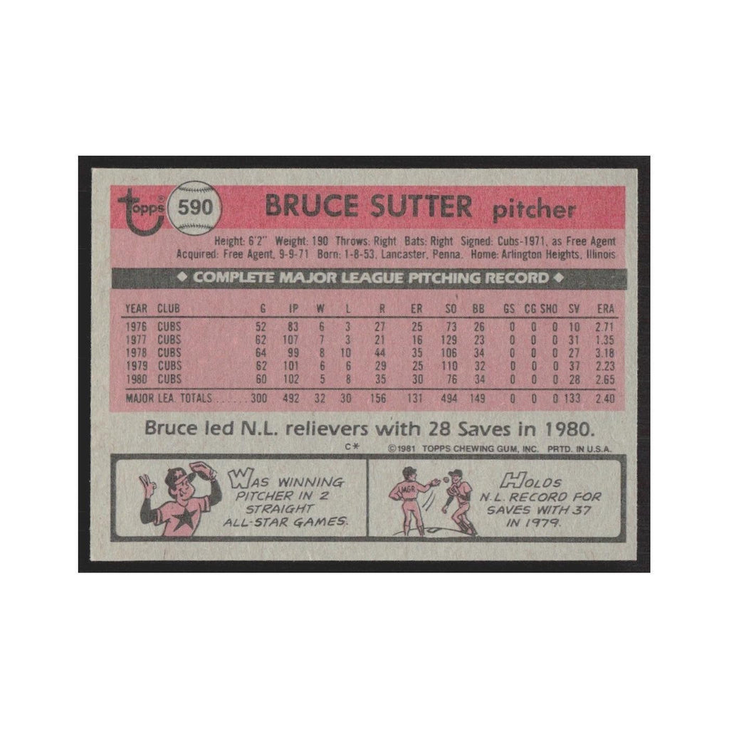 1981 Topps Bruce Sutter Cubs #590