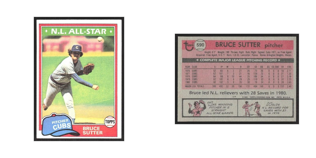 1981 Topps Bruce Sutter Cubs #590