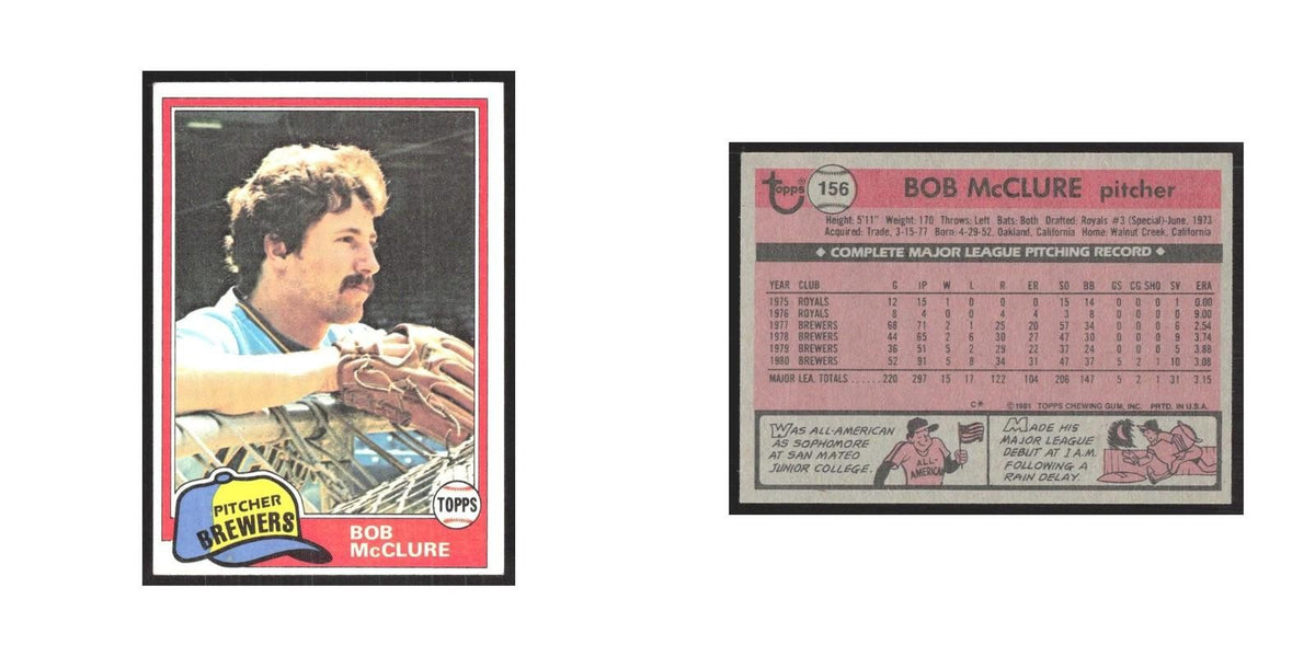 1981 Topps Bob McClure Brewers #156