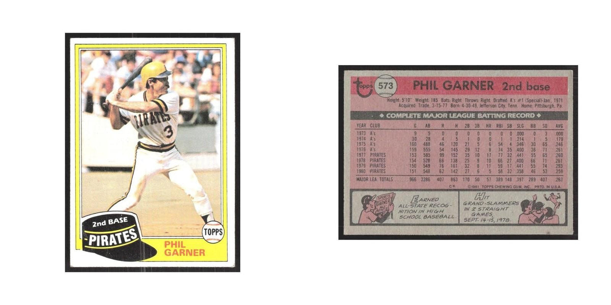 1981 Topps Phil Garner Pirates #573