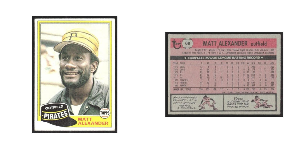 1981 Topps Matt Alexander Pirates #68