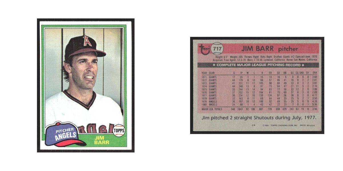 1981 Topps Jim Barr Angels #717