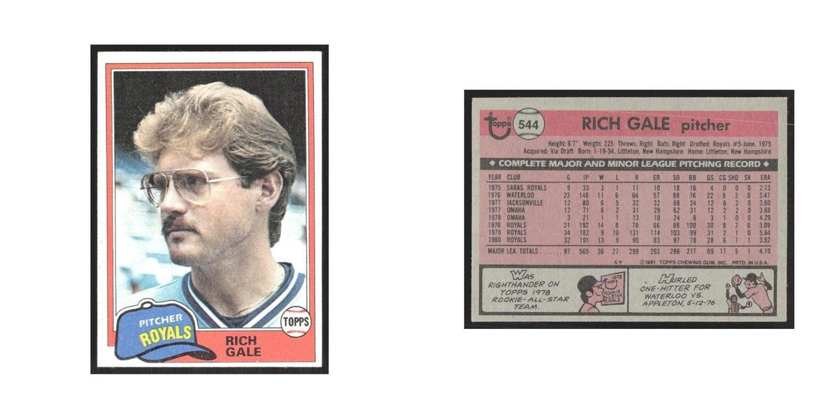 1981 Topps Rich Gale Royals #544