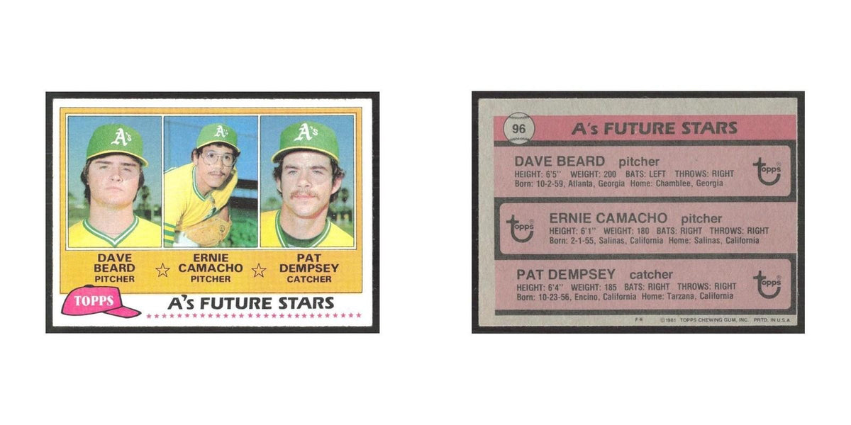 1981 Topps Dave Beard/Ernie Camacho/Pat Dempsey Athletics #96