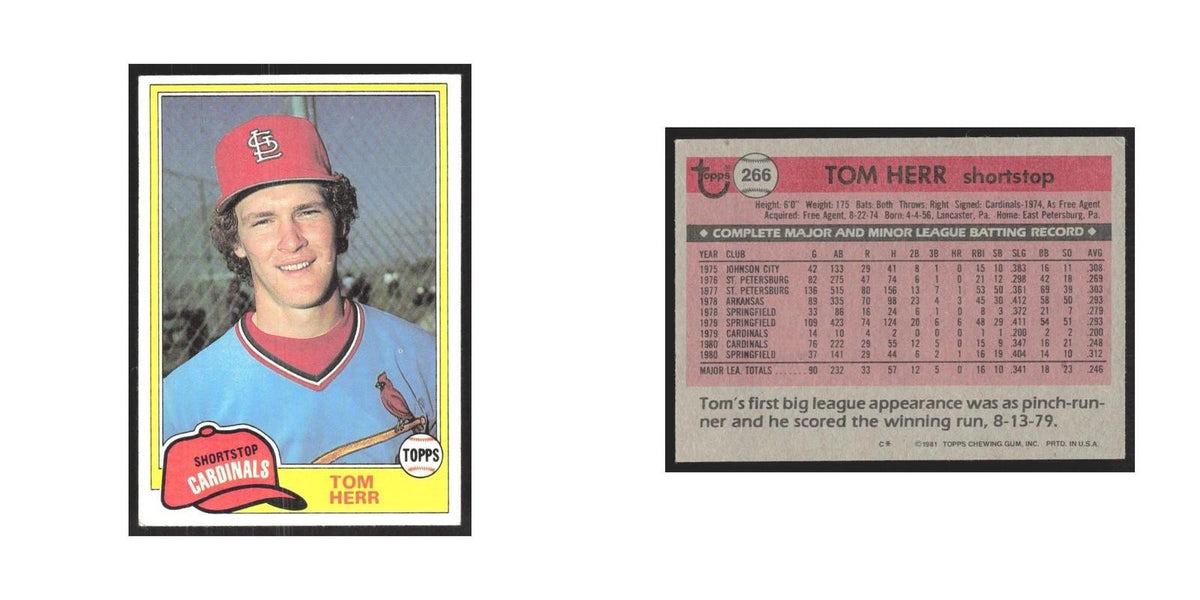 1981 Topps Tom Herr Cardinals #266
