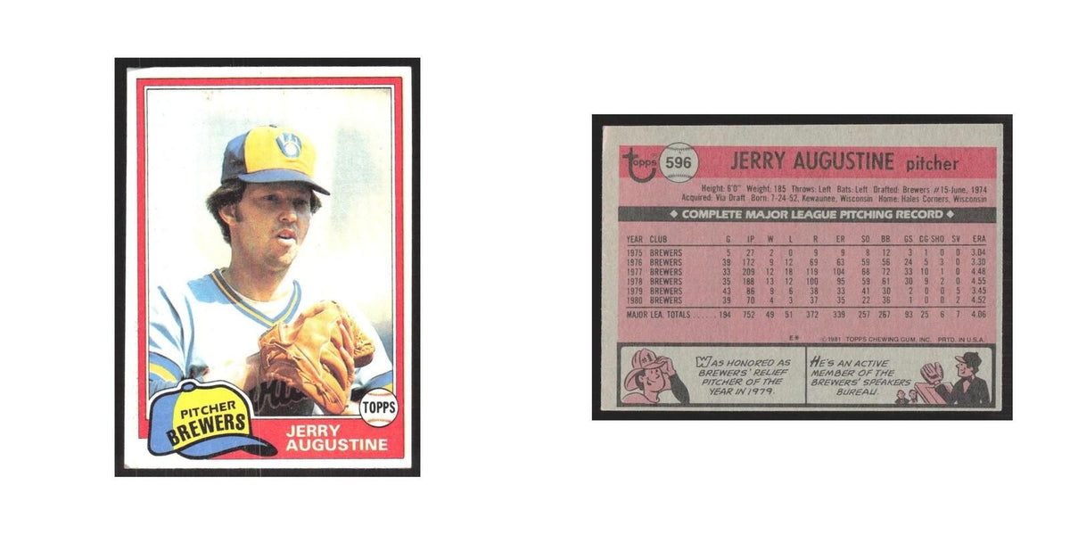 1981 Topps Jerry Augustine Brewers #596