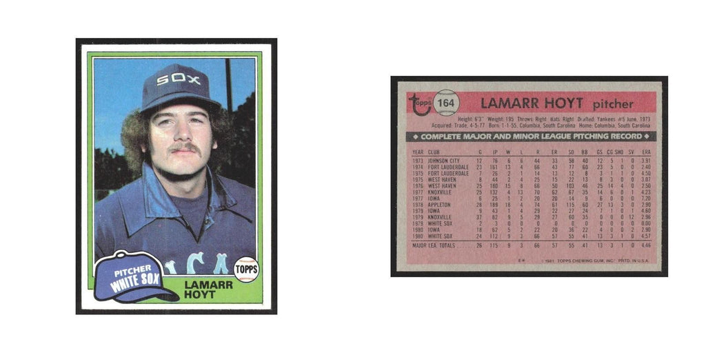 1981 Topps LaMarr Hoyt White Sox #164