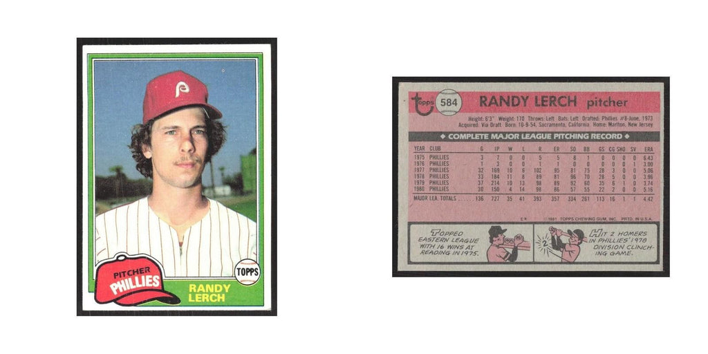 1981 Topps Randy Lerch Phillies #584