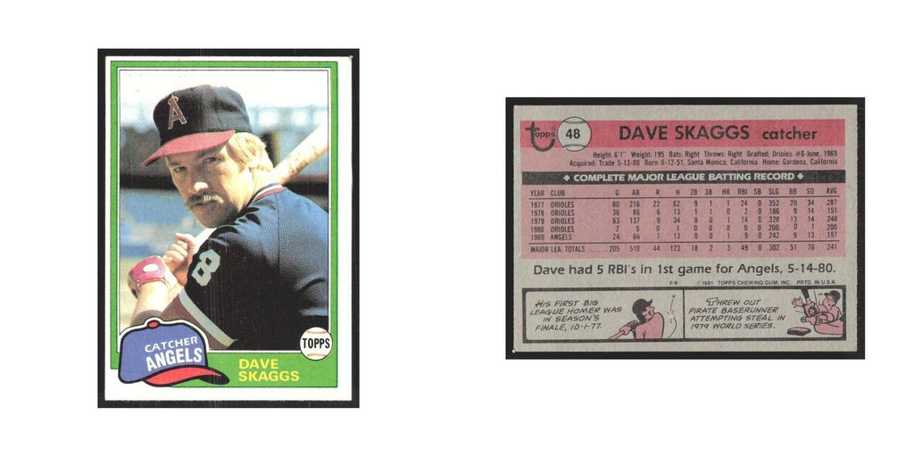 1981 Topps Dave Skaggs Angels #48