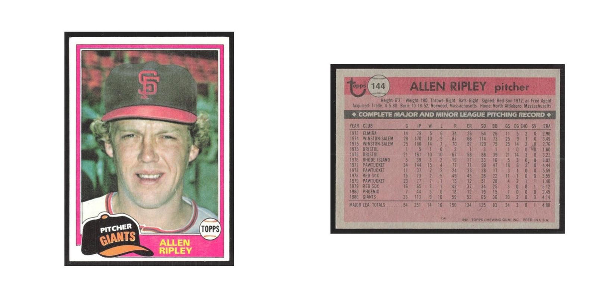 1981 Topps Allen Ripley Giants #144
