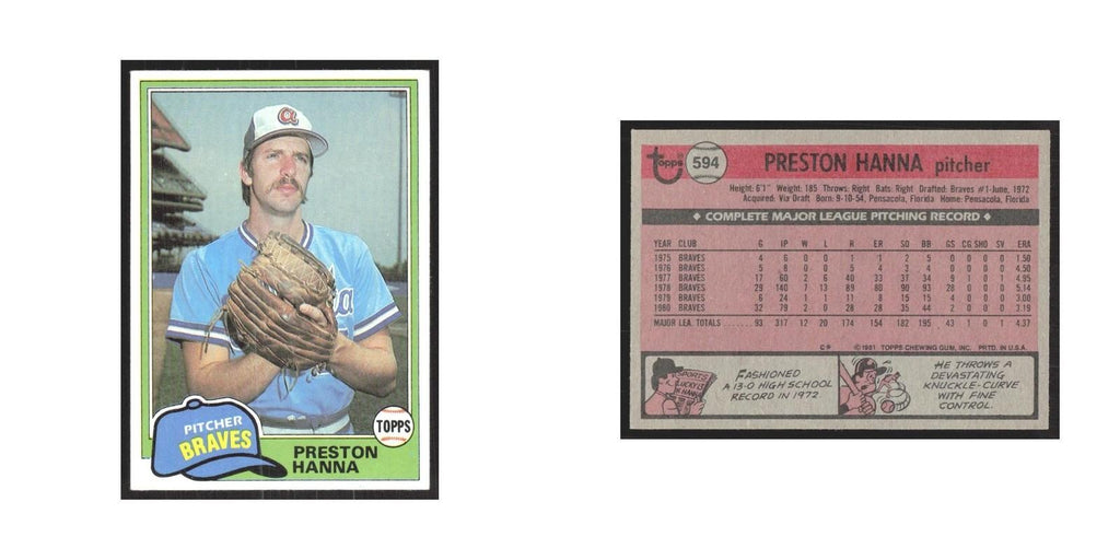 1981 Topps Preston Hanna Braves #594