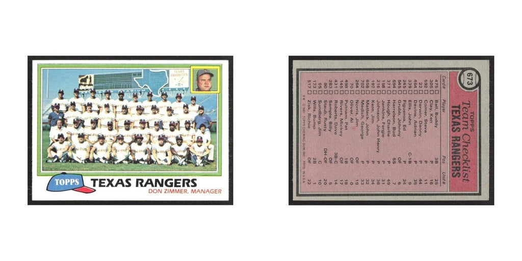 1981 Topps Texas Rangers Team Checklist #673