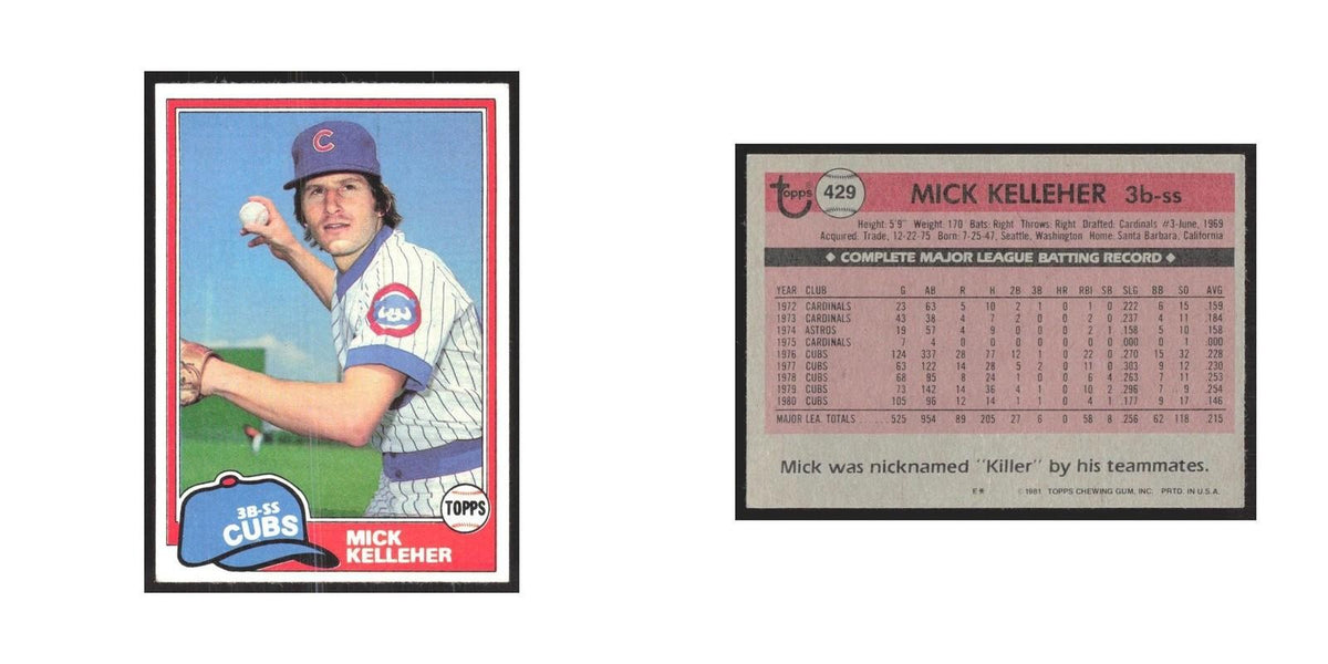 1981 Topps Mick Kelleher Cubs #429