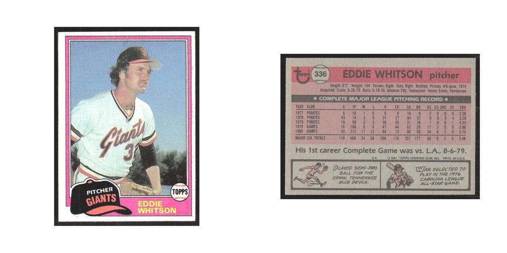 1981 Topps Eddie Whitson Giants #336
