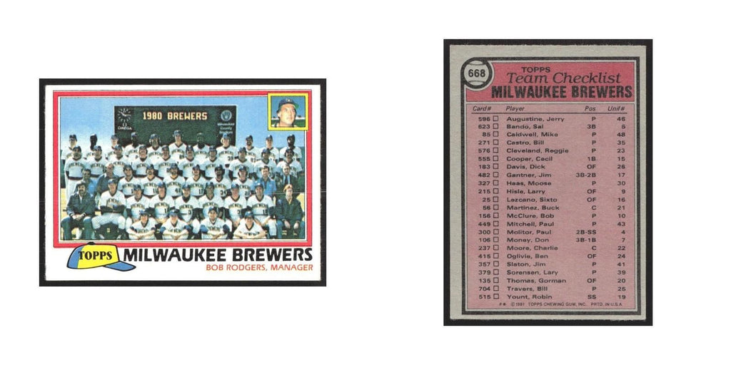 1981 Topps Bob Rodgers Brewers #668
