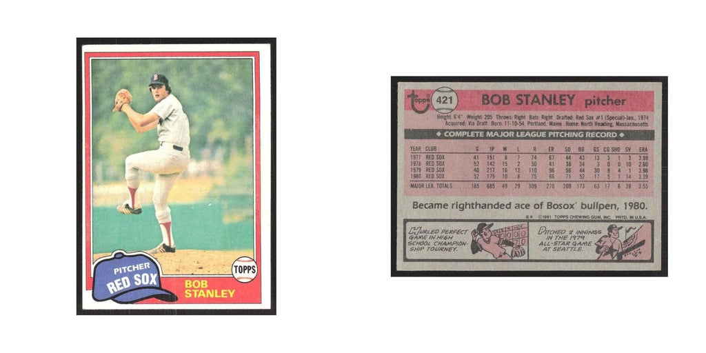 1981 Topps Bob Stanley Red Sox #421