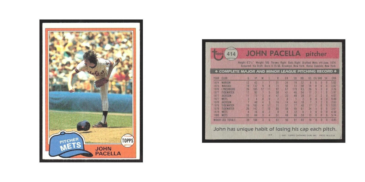 1981 Topps John Pacella Mets #414