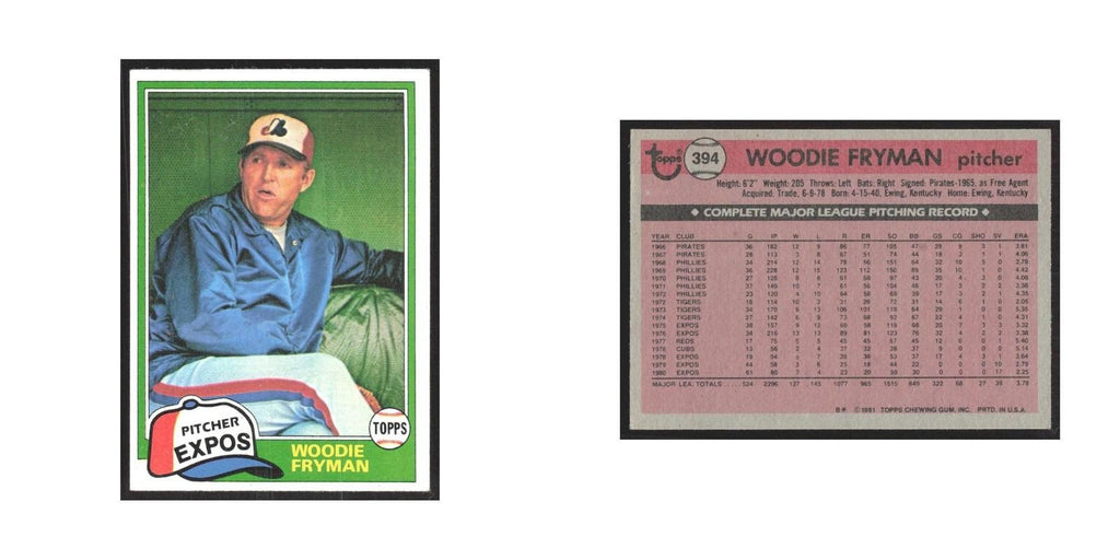 1981 Topps Woodie Fryman Montreal Expos #394