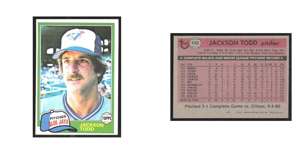 1981 Topps Jackson Todd Blue Jays #142