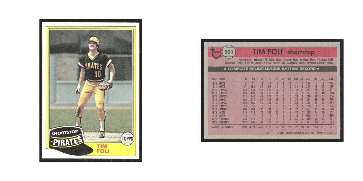 1981 Topps Tim Foli Pirates #501